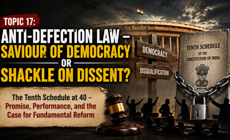 ANTI-DEFECTION LAW – SAVIOUR OF DEMOCRACY OR SHACKLE ON DISSENT?