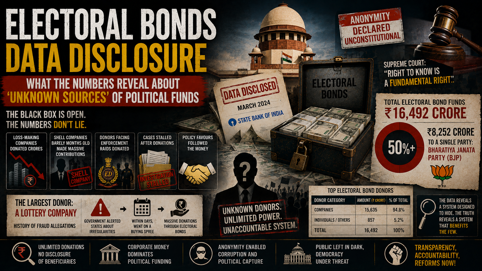 ELECTORAL BONDS DATA DISCLOSURE – WHAT THE NUMBERS REVEAL ABOUT ‘UNKNOWN SOURCES‘ OF POLITICAL FUNDS