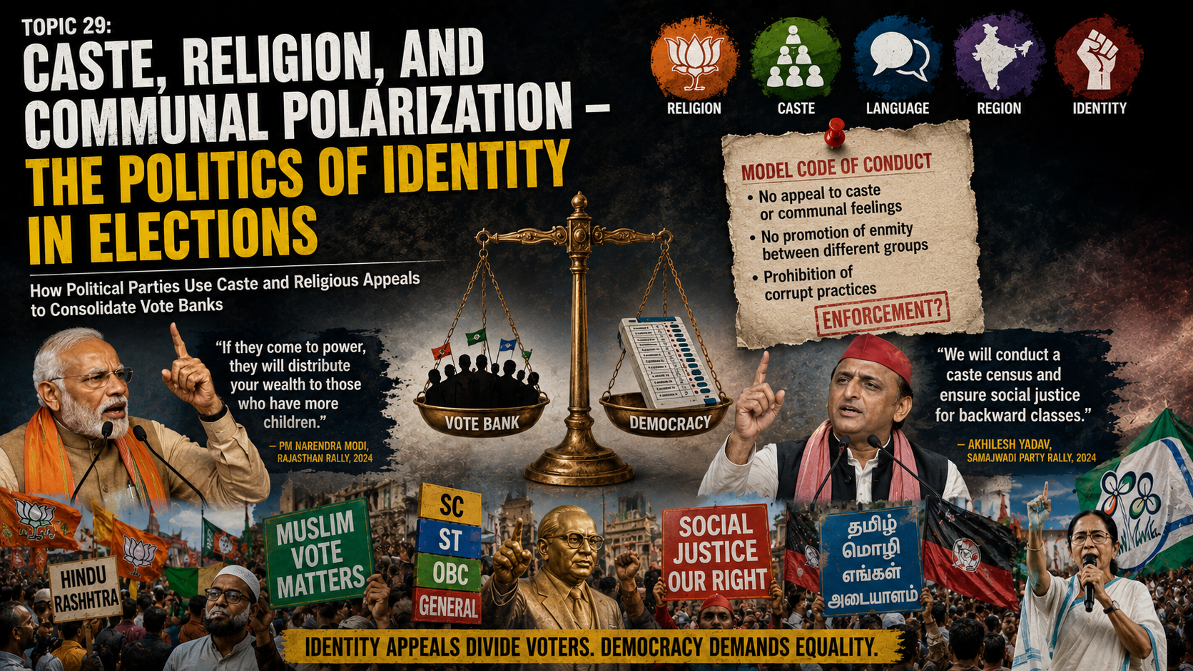 CASTE, RELIGION, AND COMMUNAL POLARIZATION – THE POLITICS OF IDENTITY IN ELECTIONS